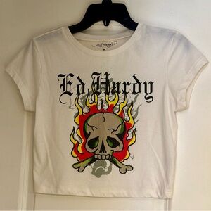 Ed Hardy short sleeve cropped tee EUC